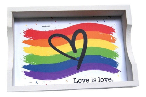 Bandeja De Madera Love Is Love Diversidad Color Gay