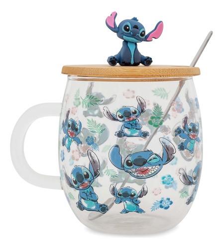 Disney Lilo & Stitch Expressions - Taza De Cristal Con Tapa 