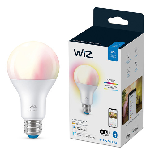Lampara Led Inteligente Wiz Wifi Smart Color A67 E27 13w Color de la luz RGB