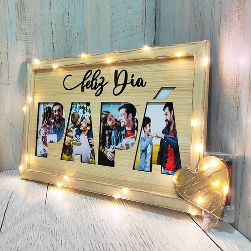 Cuadro Personalizado Papá Con Luces - Regalos Dia Del Padre