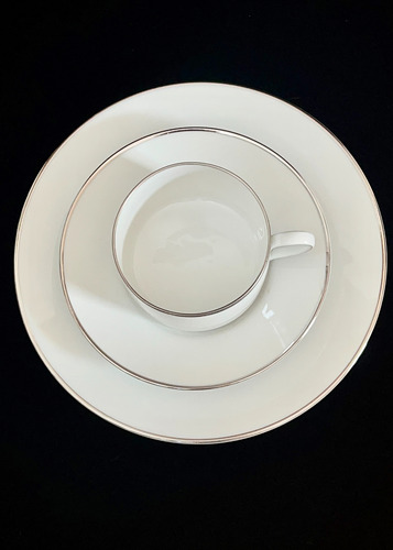 Trio De Te Lorenz Hutschenreuther Germany White Silver C1955 Blanco White Silver Line (Usado)