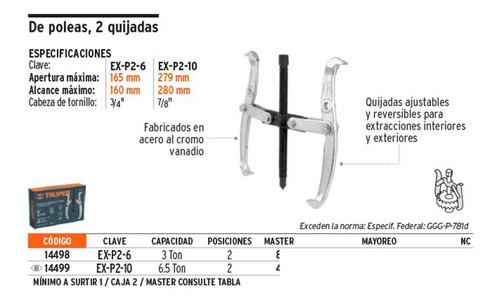 Imagen 2 de 10 de Extractor Poleas 3 Patas 6 Acero Truper 14498 Sin Interes