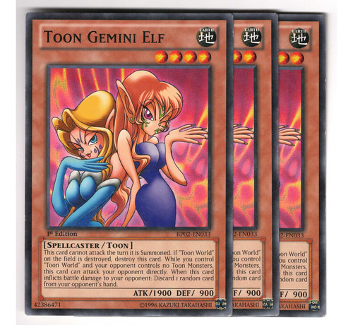 Yugioh 3x Toon Gemini Elf Comun 1st Bp02-en033