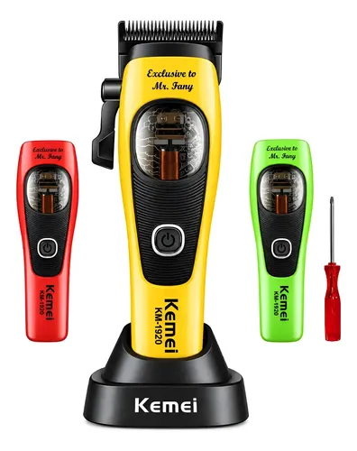 Máquina De Corte Profissional Kemei Km-1920 Motor Magnético Amarelo 127/220v