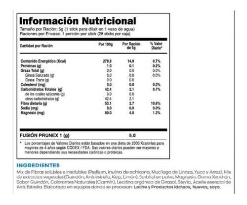 Imagen 2 de 6 de Prunex Detox Natural Fuxion S/tacc Saludable La Golosineria