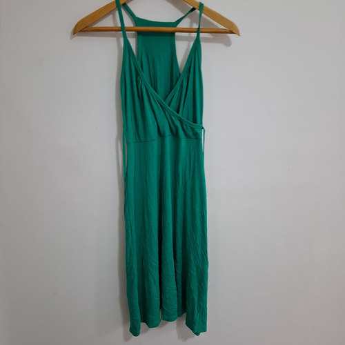 Vestido Tipo Griego Escote Cruzado Modal Verde Talle M (Usado)