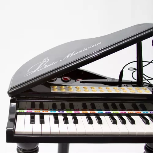 Piano teclado rosa infantil microfone banquinho mc4215 mega