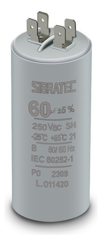 Capacitor Permanente Com Terminal 250v 60uf - Sibratec