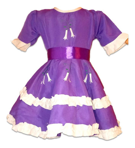 Vestido De Cueca Folclore Morado Talla 5 A 6 Para Niña 