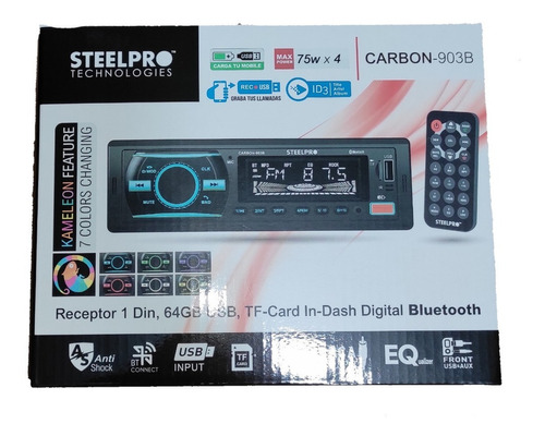 Autoestereo Economico Steelpro Bluetooth Usb Multicolor