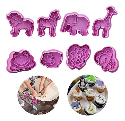 8pcs Fondant Animal Cortador Galleta Sugarcraft Embolo