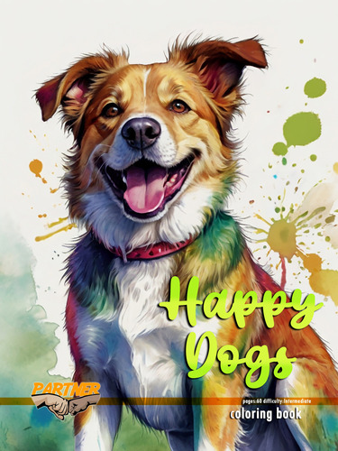 Libro Para Colorear Perros Felices, En Formato Digital Pdf