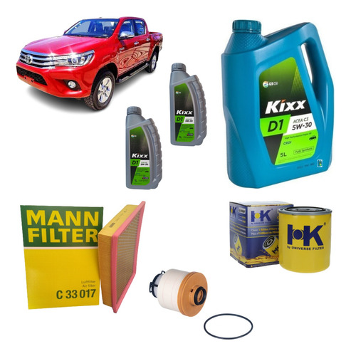 Kit Mantención Toyota Hilux 2.4 2.8 2016 - 2021 5w30 Sint.