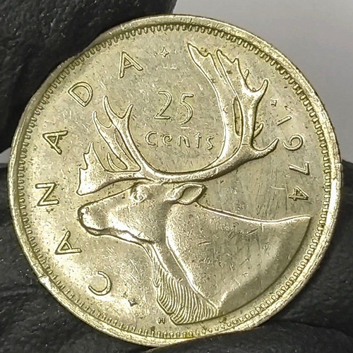 Canada 25 Cents 1974 Moneda Antigua