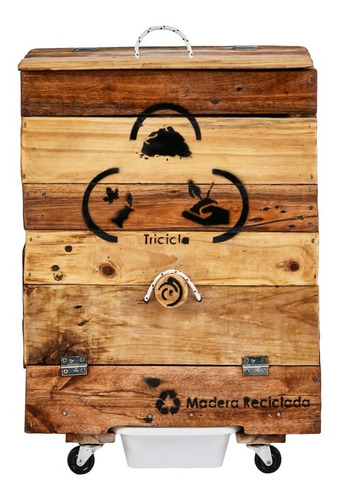 Imagen 2 de 10 de Compostera Madera Tricicla 120 L Patio/balcón Redcompostaje