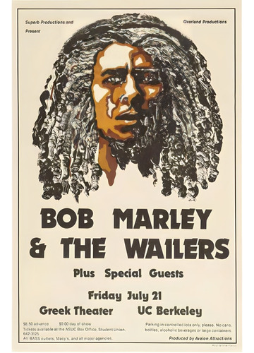 Póster Bob Marley Autoadhesivo 100x70cm #641