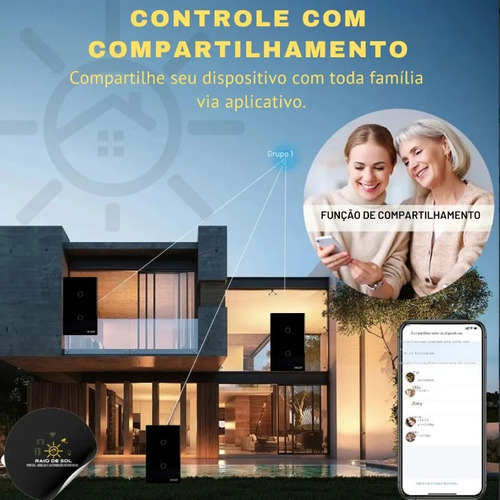 Interruptor Ekasa Zigbee 2 Botões Smart Touch Alexa Preto