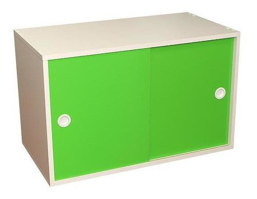 Armário Portas De Correr Young 73 Branco C/ Porta Verde