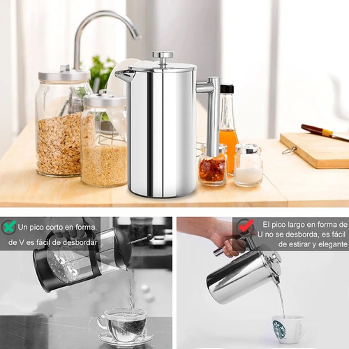 Cafetera De Prensa Francesa De Acero Inoxidable, 800 Ml | Meses sin  intereses