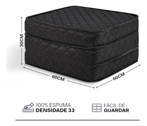 Puff Dobrável Solteiro 3 Em 1 Multiuso Espuma Bf Colchões