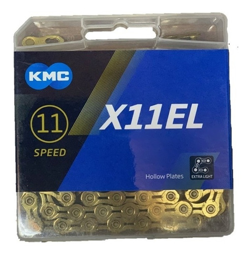 Cadena Kmc 11 Velocidades Pasos X11el Dorada Gold 118 Eslabo