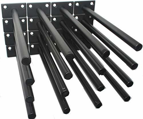 16 Pcs 8  Black Solid Steel Floating Shelf Bracket Blind She