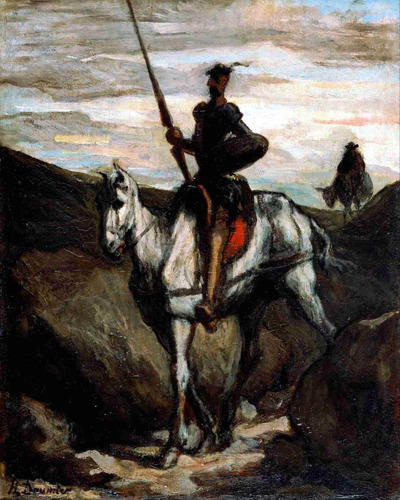 Lienzo En Tela Don Quijote Montañas Por Honoré Daumier 62x50