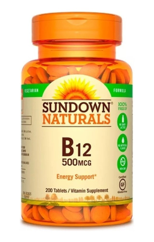 Suplemento Sundown Naturals  B12 Vitamina B12 En Pote 200 Un