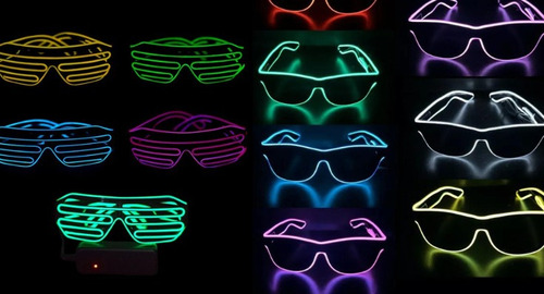 Lentes De Sol Luz Neon Led A Pilas Gafas Anteojos Luminoso Color Violeta