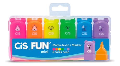 Marca Texto Cis Fun Neon Mini Com 06 Unidades