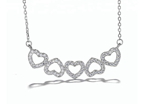 Colgante + Cadena Plata 925 Corazones Circones Elegante