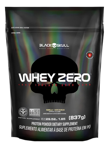Whey Zero Black Skull Refil 837g Baunilha Whey Protein