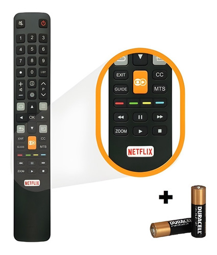 Imagem 1 de 3 de Controle Remoto Tv Tcl Smart Rc802n L55s4900fs Netflix Globo