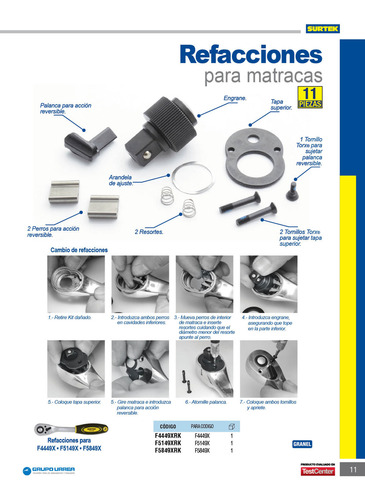 Juego De Refacción Para Matraca F4449x Surtek