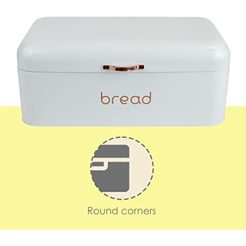 Caja De Pan Encimera De Cocina, De Metal, Color Blanco,...