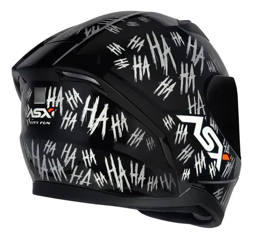 Capacete Asx City Fun Preto E Branco Brilhante Joker Coringa Capacete Asx City Fun Preto E Branco Brilhante Joker Coringa