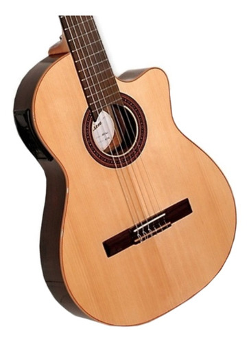 Guitarra criolla clásica Fonseca 41KEC para diestros natural brillante