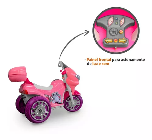 Moto Elétrica Infantil Sprint Grande Menina Capacete 12v