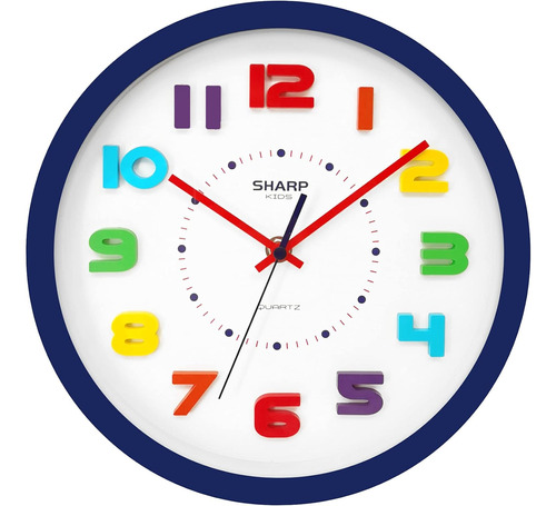 Reloj De Pared Colorido Para Niños, 10 Pulgadas, Silencioso,
