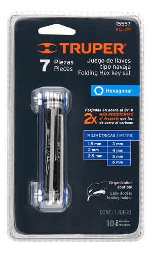 Llaves Allen Mm T. Navaja Lamina 7 Pz Truper 15557
