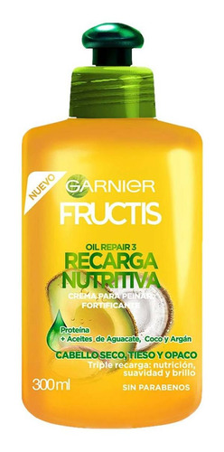 Crema Para Peinar Garnier Fructis Oil Repair 3 Recarga Nutritiva 300ml