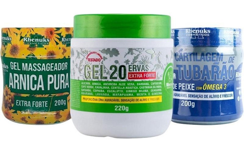 Kit Gel Arnica Pura + 20 Ervas + Cartilagem De Tubarão