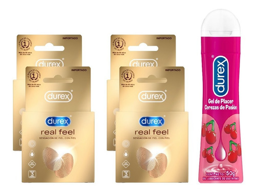 Durex Real Fee X 4 + Lubricante - Unidad a $9113