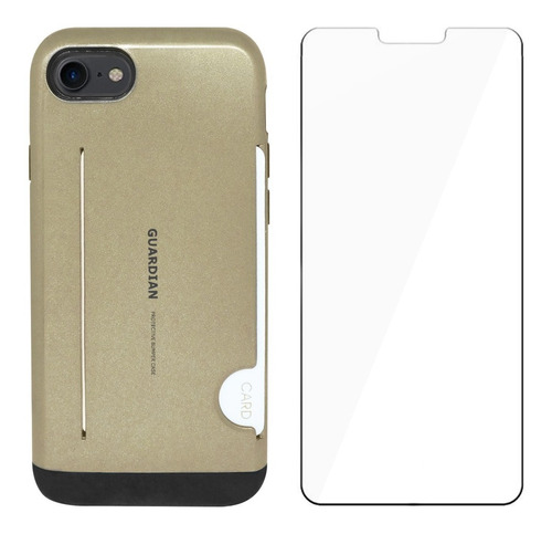 Funda Uso Rudo Tarjetero Para iPhone Mas Vidrio