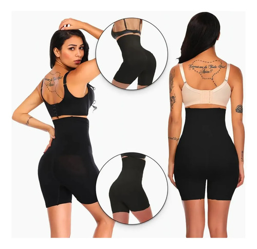 Cinta Modeladora Shorts Alta Compressão Shaper 4 Barbatana Cor Preto Tamanho G/gg 46 Ao 52