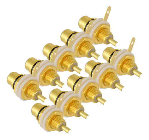 10 Unidades De Terminales Rca Jack Chapados En Oro, Hembra,
