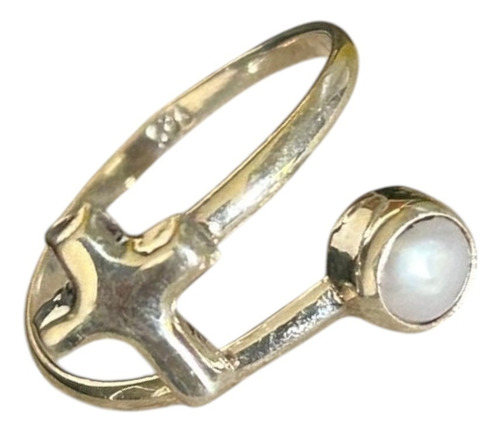 Anillo Artesanal Plata 925 Diseño Cruz Aperlada Ajustable Plateado 6