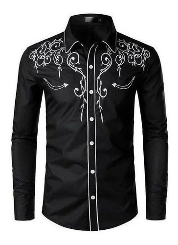 Western Cowboy Camisa De Hombre Diseño Bordado Camisa Slim