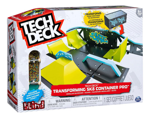 Tech Deck Pista Rampa Contenedor Sk8 Incluye 1 Patineta 