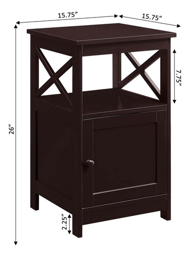 Mesa Auxiliar Con Armario De Almacenamiento Color Espresso